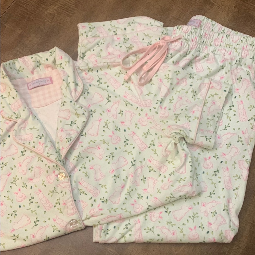 SweetHoney womens S Pajamas with Bunny Print - Pink and Green